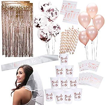 Rose Gold Pink Bachelorette Party Supplies Decorations Kit Balloons cups straw